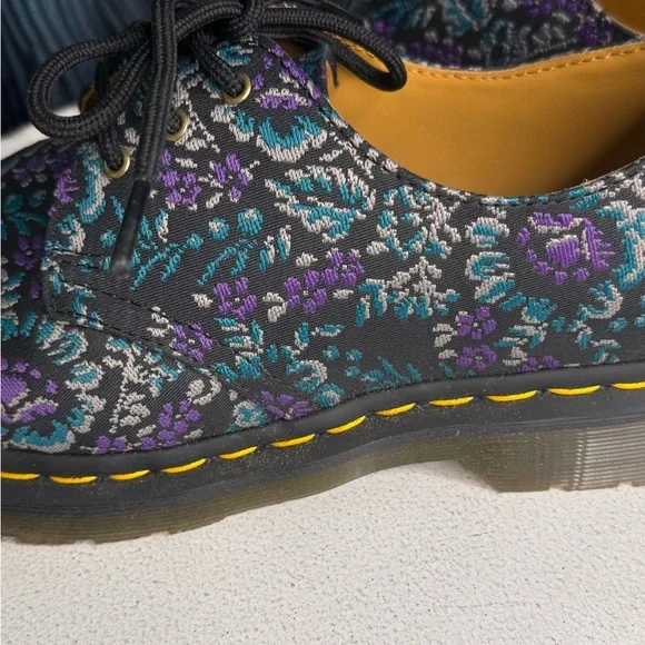 Dr. Martens 1461 Floral Jacquard Black Purple Mens Sz 7 or Women sz 9 NWOB - Picture 7 of 13